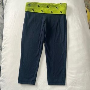 Abercrombie kids capri leggings with embroidered moose logo around folded waist